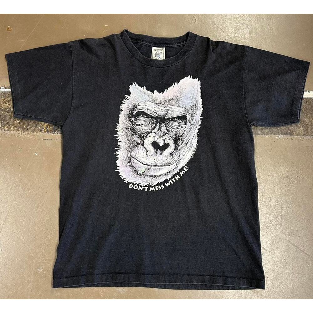 Vintage 90s Gorilla Animal Nature Tee “Don’t Mess With Me” Wildlife Shirt 1996